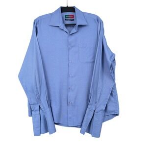 Peter England Mens Blue Slim‎ Fit Premium Cotton Blend Dress Shirt 44cm L/XL